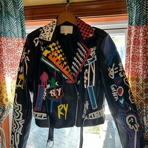 Vibrant Graphic Leather Jacket